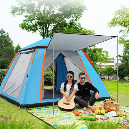 4-5 Person Camping Tent Outdoor Foldable Waterproof Tent with 2 Mosquito Nets Windows Carrying Bag for Hiking Climbing Adventure Fishing 4-5 Person Camping Tent Outdoor Foldable Waterproof Tent with 2 Mosquito Nets Windows Carrying Bag for Hiking Climbing Adventure Fishing